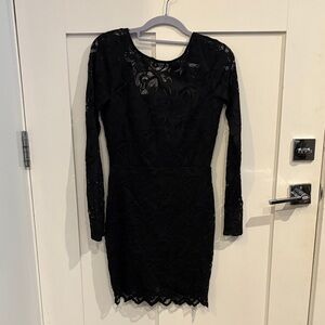 Forever 21 Elegant Black Long Sleeve Dress